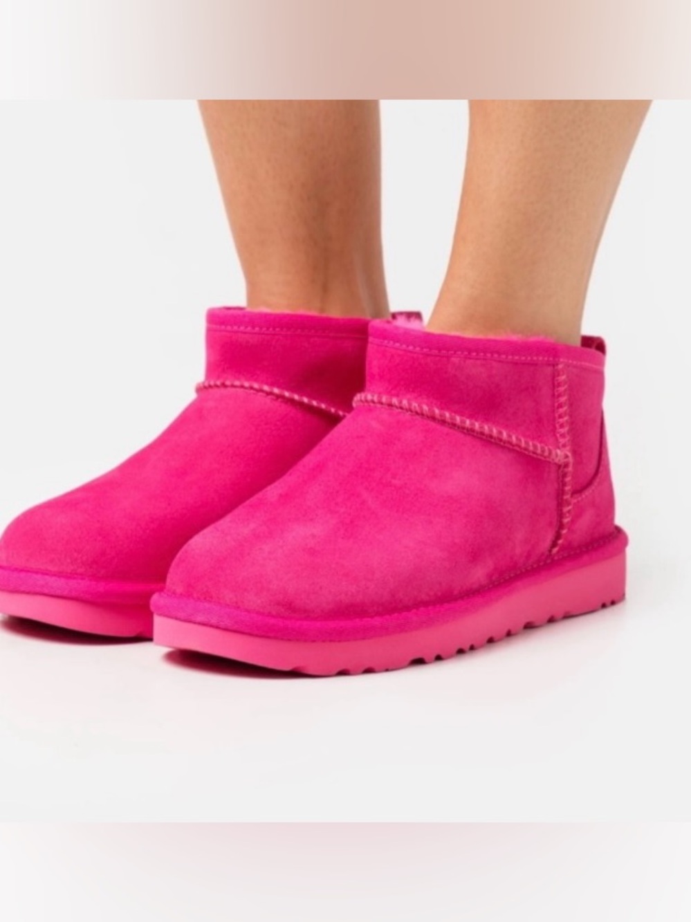 UGG Classic ultra mini Hot Pink water resistant suede shearling lined boots 9